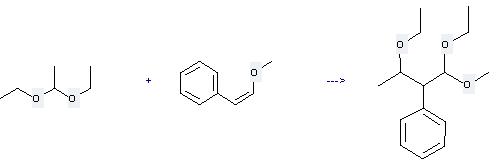 Benzene, (2-methoxyethenyl)- can be used to produce 1-methoxy-1,3-diethoxy-2-phenylbutane